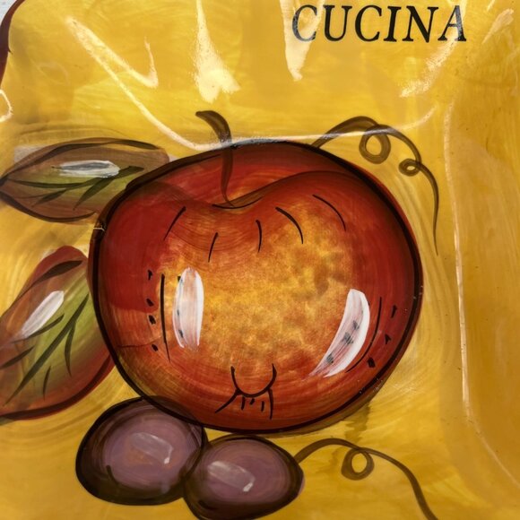 J&S Imports Classic Cucina Italiana Ceramic 2 Section Appetizer Serving Dish - Picture 4 of 6